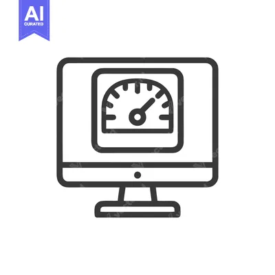 Computer Monitor Displaying Speedometer Icon, Performance Analysis Con