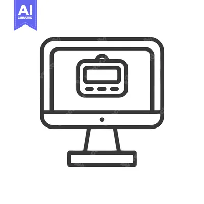 Premium design asset: Minimalist Computer Displaying Pedometer Icon, Outline Style