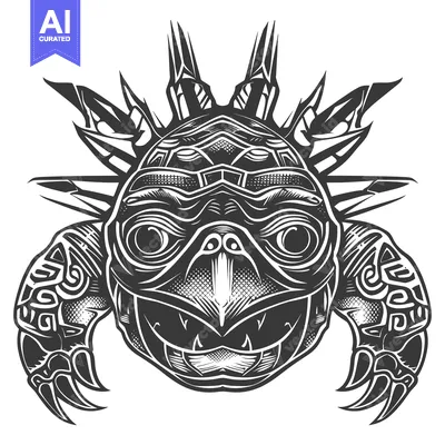 Aset desain premium: Monochromatic Illustration of a Stylized Fantasy Creature with Sharp C