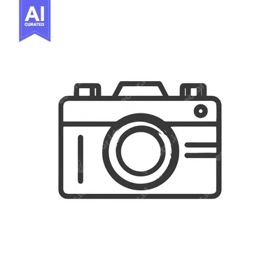 Aset premium populer: Minimalist Camera Icon: Clean Line Art Photography Symbol on White
