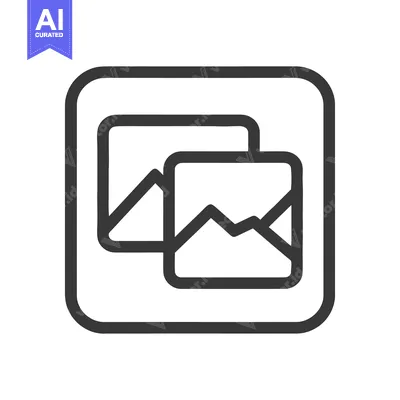 Premium design asset: Vector Icon of Two Overlapping Mountain Landscape Images in Rounded Sq