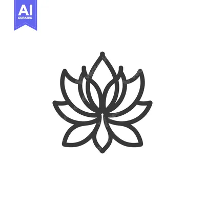 Premium design asset: A simple minimalist outline drawing of a lotus flower blossom