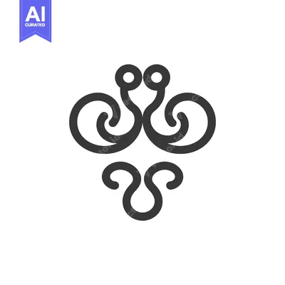 Aset premium populer: A symmetrical black swirl design with decorative curling elements