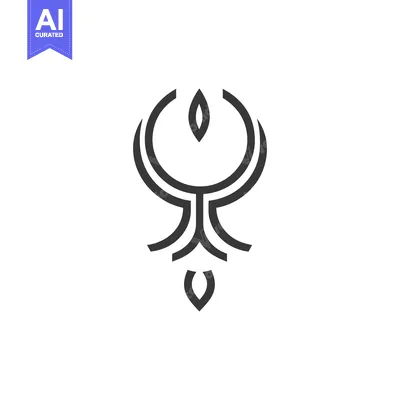 Aset desain premium: Abstract minimalist emblem created with geometric shapes and simple li