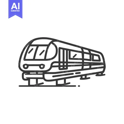Modern Train Outline Icon: Sleek, Minimalist Design for Transportation