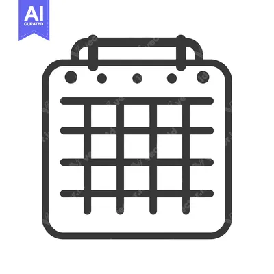 Aset desain premium: A simple line drawing depiction of a wall calendar