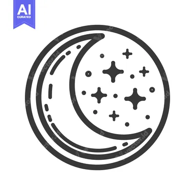 Popular premium asset: A black and white illustration of a moon and stars