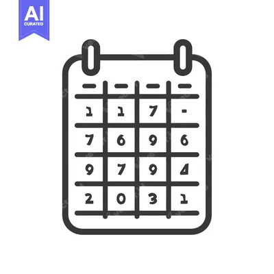 Aset desain premium: A monochrome illustration of a calendar grid displaying numbers