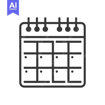 Aset desain premium: A simple minimalist icon of a calendar with a ring binding