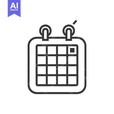 A black and white simple icon represents a wall calendar schedule