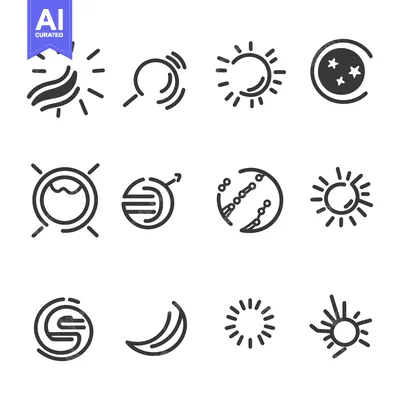 Illustrations Of Celestial Bodies And Symbolized Atmospheric Phenomena