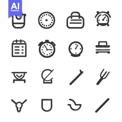 Various vector icons representing different objects and instruments ar