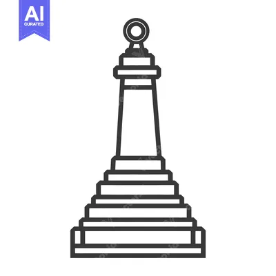 Aset desain premium: A black and white illustration depicting a stylized chess piece