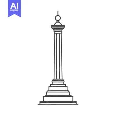 Aset premium populer: A tall symmetrical linear drawing of a classical column