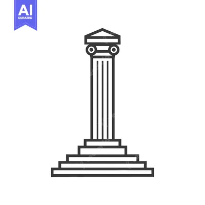 A simple architectural pillar drawing standing on multiple tiered step