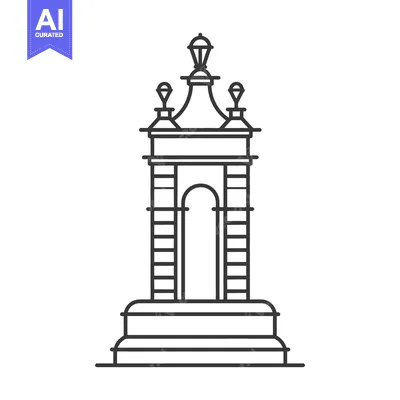 Aset desain premium: A tall structure with an arch and ornamental decorations on top
