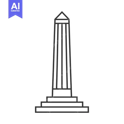 Aset desain premium: A monochrome architectural monument rendered in simple linear form