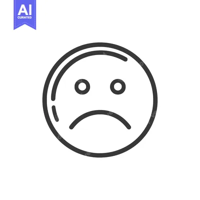 Aset desain premium: Minimalist Sad Face Icon: Simple Line Art Expression of Sorrow