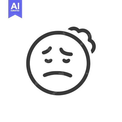 Premium design asset: Minimalist Sad Emoji with Hair, Isolated on White Background, Vector I