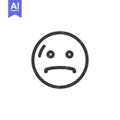Aset premium populer: Minimalist Sad Emoji Icon: Simple Black Outline on White Background