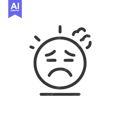 Popular premium asset: Depressed Emoji with Headache and Stress, Minimalist Line Art Illustra