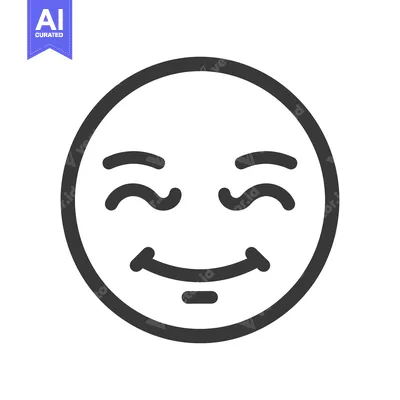 Aset premium populer: A simple outlined emoji expressing contented happiness and smiling war