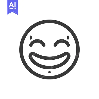 Premium design asset: A simple line drawing depicting a happy smiling face expression