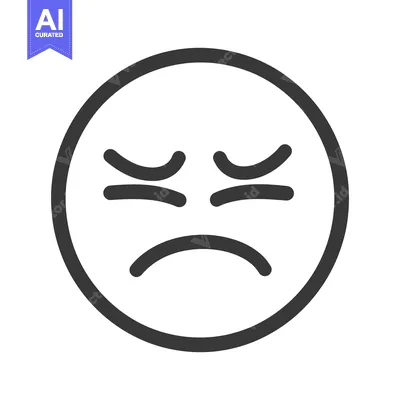Premium design asset: A Simple Illustration Depicting a Discouraged or Unhappy Facial Expres