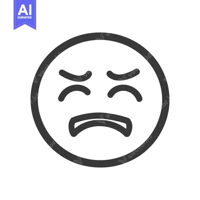 Aset premium populer: A Simple Graphic Depiction of a Sad Face Expression