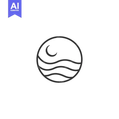 Aset premium populer: Moon and Waves in a Circular Frame