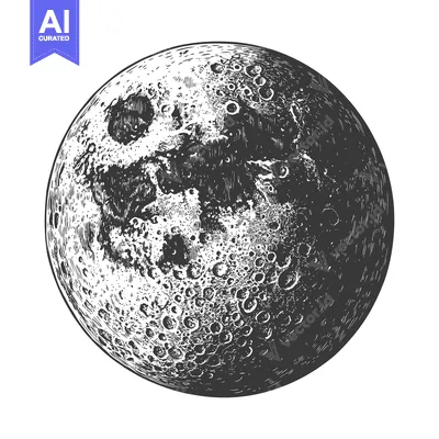 A detailed monochrome illustration of a planetary body in space