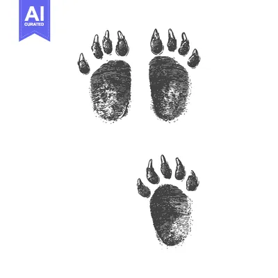 Aset premium populer: Detailed illustration showcasing animal footprints with distinct claw