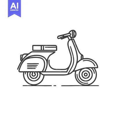 Premium design asset: Minimalist Vespa Scooter Line Art Illustration on White Background