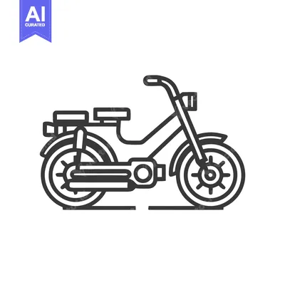 Aset desain premium: Minimalist Moped Icon: Clean Line Art Illustration on White Background