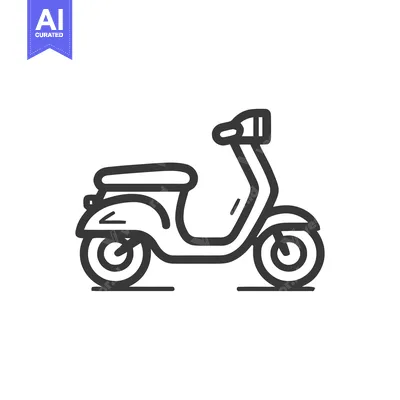 Aset premium populer: Minimalist Scooter Icon: Clean Line Art on White Background