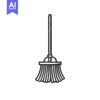 Popular premium asset: Minimalist Broom Icon: Simple Cleaning Tool Illustration on White Back