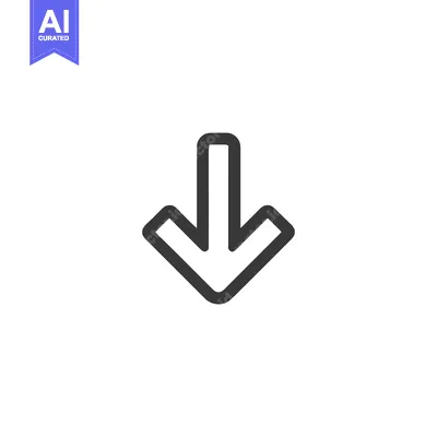 Aset desain premium: Bold Down Arrow Icon: Simple, Modern Navigation Symbol on White Backgr