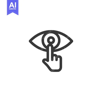 Premium design asset: Eye Contact: Finger Touching Iris, Minimalist Line Art Icon