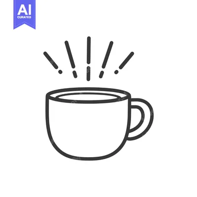 Premium design asset: A simple line drawing of a hot beverage cup with steam