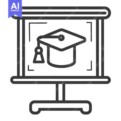 Aset desain premium: A Presentation Board Displays A Graduation Cap Icon Symbol