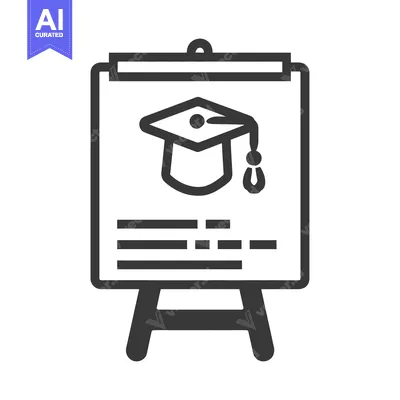 An easel displaying an academic certificate with a graduation cap icon