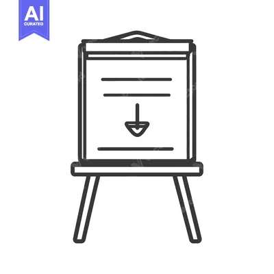 Aset desain premium: A blank presentation board featuring a downward pointing directional s