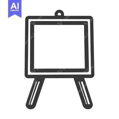 Aset desain premium: Simple line art representation of an art easel on display