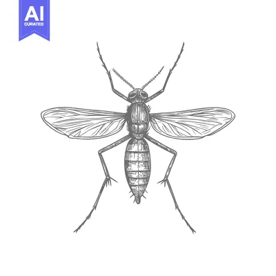 Popular premium asset: A detailed grayscale line drawing of a mosquito insect