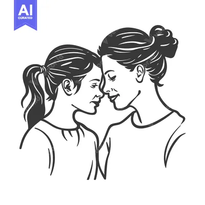 Aset desain premium: A loving mother and daughter share a tender embrace