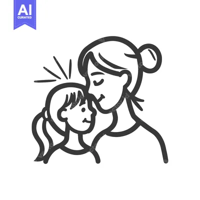 Popular premium asset: A mother lovingly embraces and shows affection to her young daughter