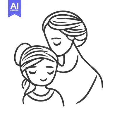 Aset desain premium: Two people embracing gently with eyes closed in a caring manner