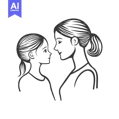 Aset premium populer: A mother and daughter are facing each other looking intently