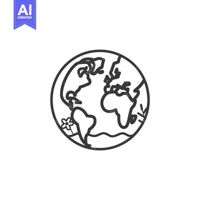 Aset premium populer: A Simple Line Drawing Illustrating Earth With Flowers