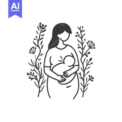 Popular premium asset: Mother Holding Baby Surrounded by Floral Design